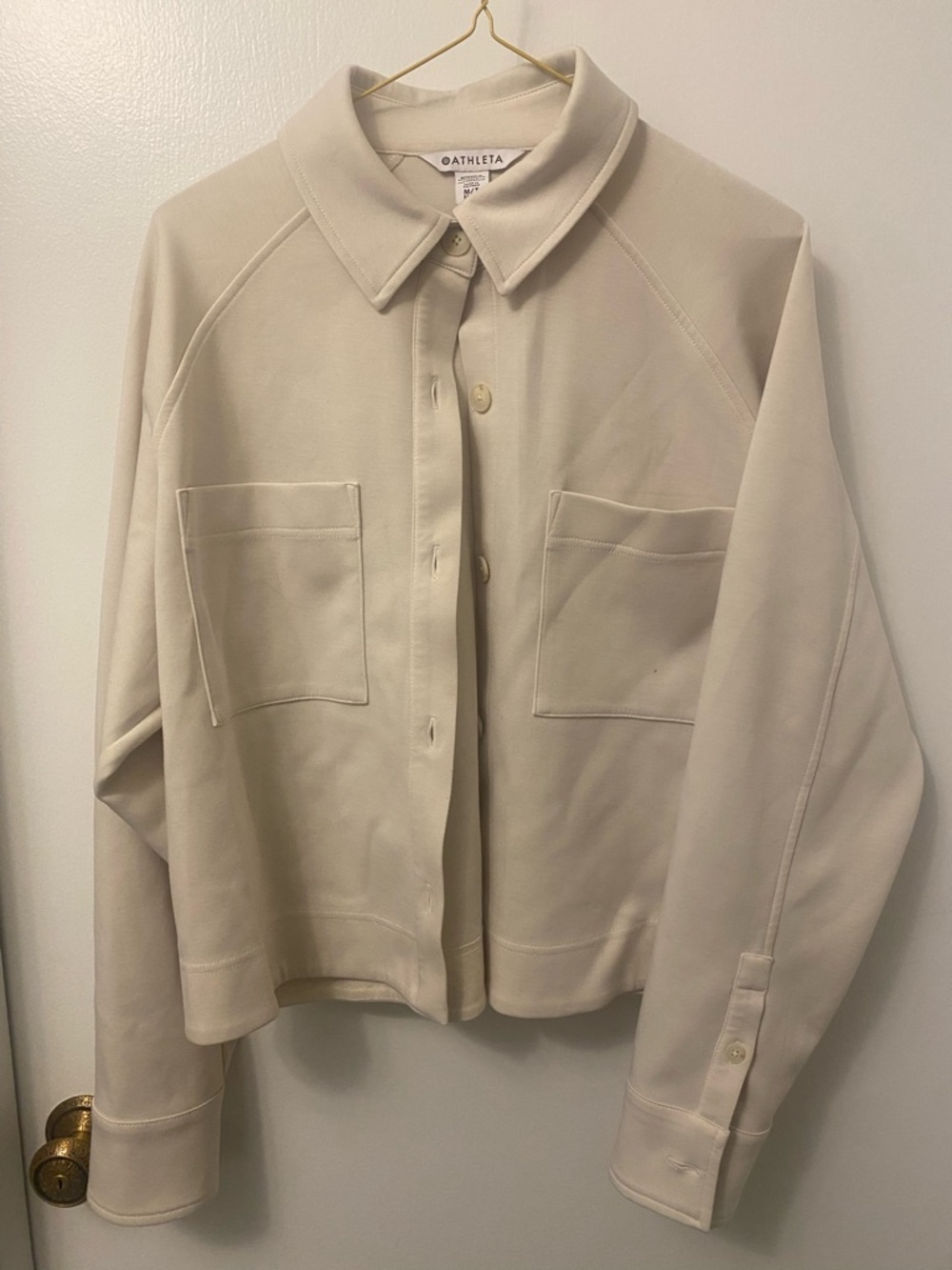 Athleta Cream Button-Front Utility Jacket